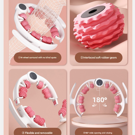 Pink Ergonomic U-Shape Leg Roller 360 Degree Massager for Muscle Relief Fitness Yoga
