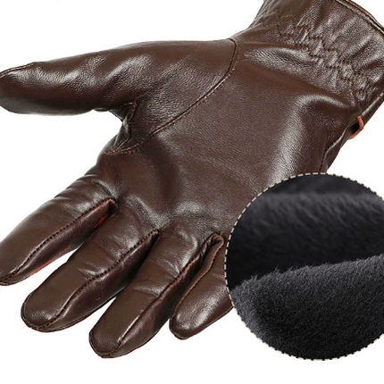 M Dark Brown Premium Men's Genuine Sheepskin Leather Driving & Cycling Gloves