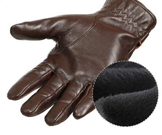 L Brown Premium Men's Genuine Sheepskin Leather Driving & Cycling Gloves