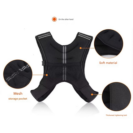 Black Gym Partner Weighted Vest - Adjustable & Reflective for Running, Training & Strength Building(10KG)