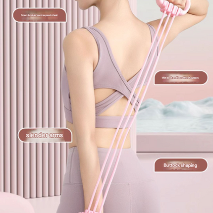 Purple Adjustable Resistance Chest Expander with 6 Levels - Cute Cat Ear Puller for Full Body Workout