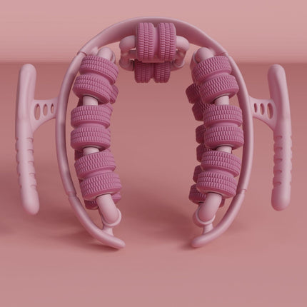 Pink 360°Wrap-Around Muscle Roller - 28-Wheel Massager for Legs, Arms & Calves