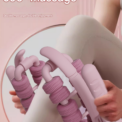 Pink 360°Wrap-Around Muscle Roller - 28-Wheel Massager for Legs, Arms & Calves