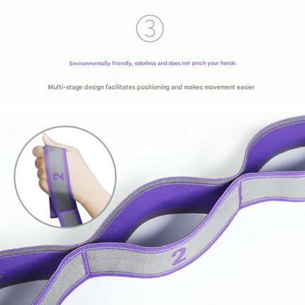 Blue and Purple 9-Loop Yoga Stretch Strap - Numbered Band for Flexibility and Physical Therapy