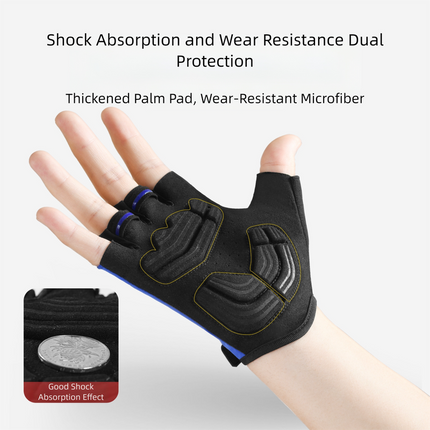 Size L Black Padded Half-Finger Cycling Gloves - Breathable Shock-Absorbing Workout Gloves for Gym & Fitness