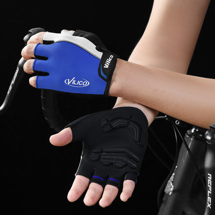 Size L Black Padded Half-Finger Cycling Gloves - Breathable Shock-Absorbing Workout Gloves for Gym & Fitness