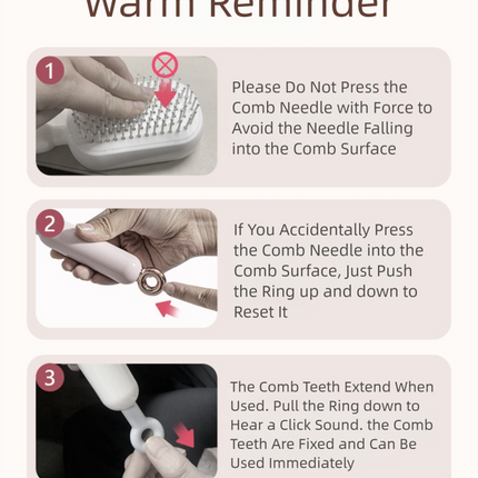 White Innovative Self-Cleaning Cushion Hairbrush - Retractable Bristle Detangling & Scalp Massager