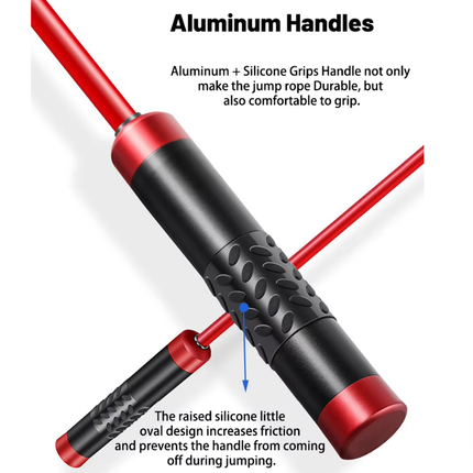 Red Weighted Jump Rope for Workout Fitness - Thick 9mm Cable for Intense Fitness, Strength & Cardio Workout