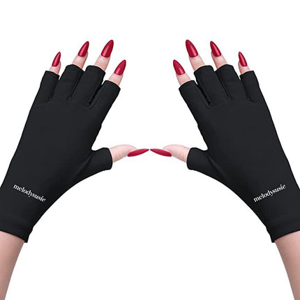 5-Pair White UV Protection Fingerless Gloves for Nail Art Curing and Cycling Sun Protection - Made of Nylon/Spandex, Manicure Hand Care