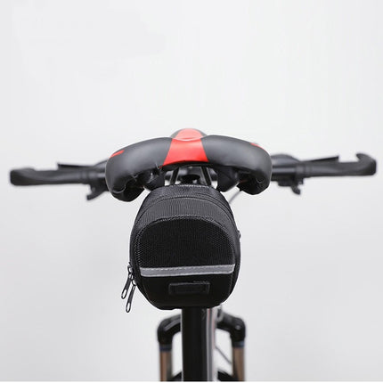 Black Water Resistant Bicycle Saddle Bag Under Seat Wedge Pack with Reflective Strip and Quick Release Strap for MTB Road Bikes
