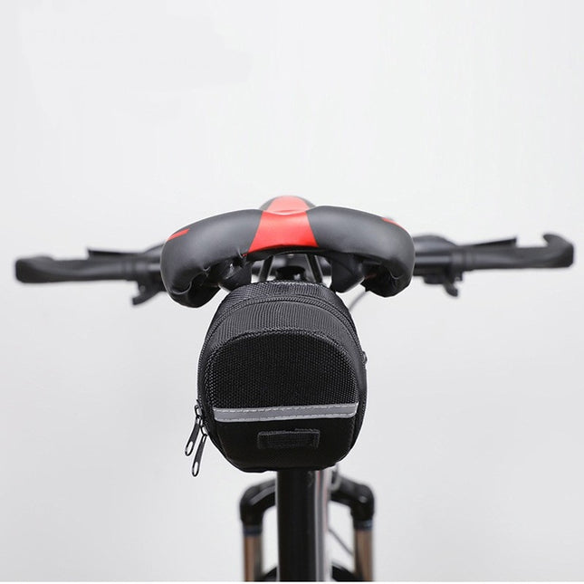 Black Water Resistant Bicycle Saddle Bag Under Seat Wedge Pack with Reflective Strip and Quick Release Strap for MTB Road Bikes