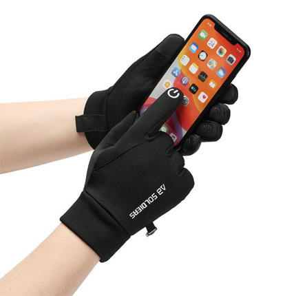 Black Winter Thermal Gloves for Men Outdoor Cycling Driving Waterproof Touch Screen Warm Fleece Lining Anti-Slip(Size:M)