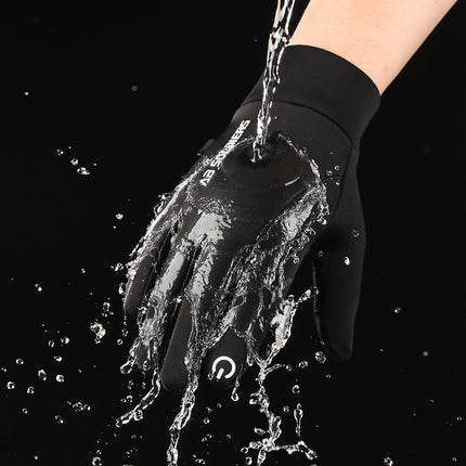 Grey Winter Thermal Gloves for Men Outdoor Cycling Driving Waterproof Touch Screen Warm Fleece Lining Anti-Slip(Size:XL)