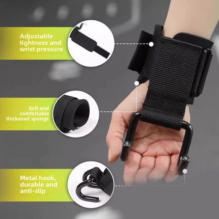 3-Pairs Black Heavy Duty Weightlifting Power Hooks for Deadlifts and Pull-ups Non-Slip Metal Hooks with Adjustable Padded Wrist Straps for Australian Gym Enthusiasts