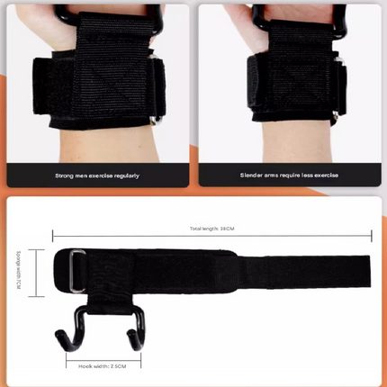 3-Pairs Black Heavy Duty Weightlifting Power Hooks for Deadlifts and Pull-ups Non-Slip Metal Hooks with Adjustable Padded Wrist Straps for Australian Gym Enthusiasts