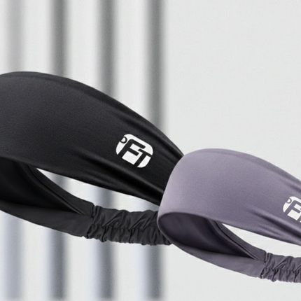 2 Pcs Cooling Sports Headband Moisture Wicking Sweatband for Running Gym & Yoga Non Slip Stretchy Hair Band Black & Purple