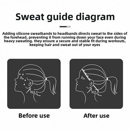 2 Pack Sports Headband with Silicone Sweat Guide Non-Slip Moisture Wicking Hair Band for Running Yoga Gym Fitness Quick Dry Breathable (Black & Purple)