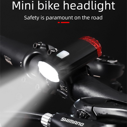 USB Rechargeable Mini Bike Light Front & Rear Combo - 150 Lumen LED High Brightness Safety Lamp for Cycling - IPX8 Waterproof Aluminium Helmet & Handlebar Light - Black