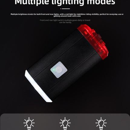 USB Rechargeable Mini Bike Light Front & Rear Combo - 150 Lumen LED High Brightness Safety Lamp for Cycling - IPX8 Waterproof Aluminium Helmet & Handlebar Light - Black
