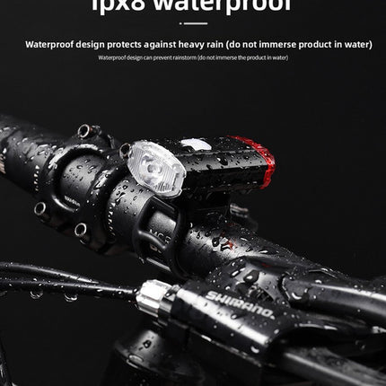 USB Rechargeable Mini Bike Light Front & Rear Combo - 150 Lumen LED High Brightness Safety Lamp for Cycling - IPX8 Waterproof Aluminium Helmet & Handlebar Light - Black
