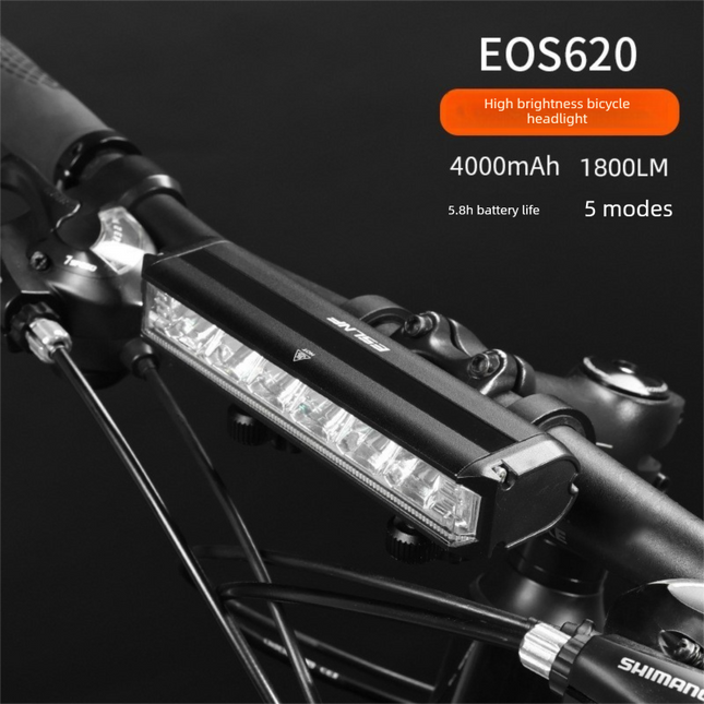 EOS620 1800 Lumen High Power Bike Light with Stable Dual Bracket Mount - 4000mAh Long Life Battery USB Rechargeable - Anti-Glare Aluminium LED Headlight for MTB & Commuting