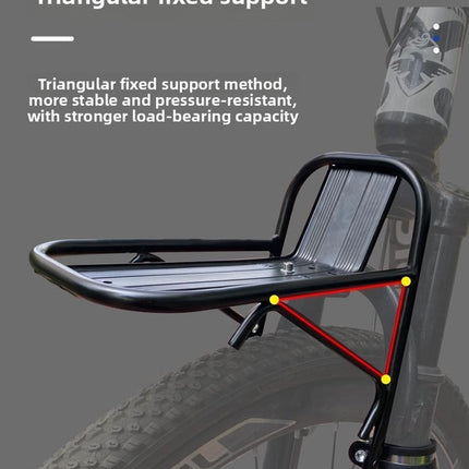 Universal Aluminium Bicycle Front Rack Carrier with Mounting Hose Clamps for MTB Fork Cargo Shelf Black