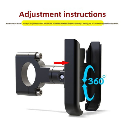Universal Aluminium Motorcycle Phone Holder Rearview Mirror Mount 360 Rotation Anti-Shake M3 Metal for Motorbike Scooter Black
