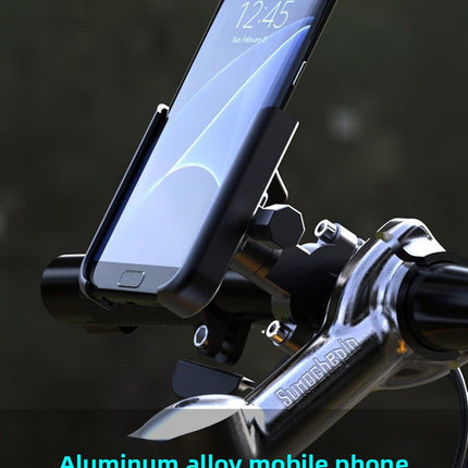 New M1 Aluminium Motorcycle Phone Holder Handlebar Mount 360 Rotation Anti-Shake Metal Bracket for Bike Scooter 4-7 Inch Phones Black