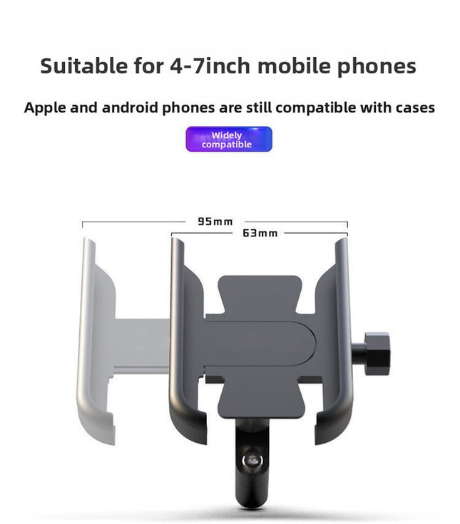 New M3 Aluminium Motorcycle Phone Holder Rearview Mirror Mount 360 Rotation Anti-Shake Metal Bracket for Scooter Motorbike 4-7 Inch Phones Black