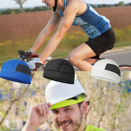 Cooling Mesh Skull Cap Helmet Liner Sweat Wicking Quick Dry Beanie Black for Cycling Motorbike Running Hard Hat One Size