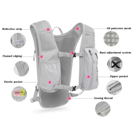 Light-Green 5L Ultra-Light Hydration Running Vest - Quick-Dry Trail Running & Marathon Backpack with Night Reflective Safety