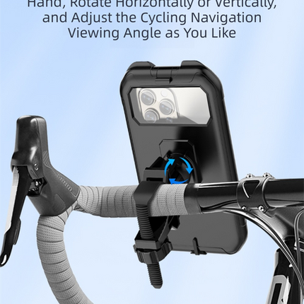 Black Bicycle Waterproof Phone Holder - Handlebar Mount with Sensitive Touch Screen, Anti-Drop & 360° Rotation Case for Navigation (Up to 7-inch Phones)