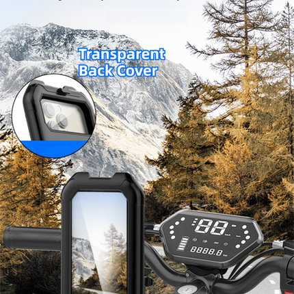 Black Bicycle Waterproof Phone Holder - Handlebar Mount with Sensitive Touch Screen, Anti-Drop & 360° Rotation Case for Navigation (Up to 7-inch Phones)
