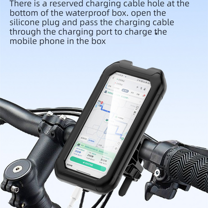 Black Bicycle Waterproof Phone Holder - Handlebar Mount with Sensitive Touch Screen, Anti-Drop & 360° Rotation Case for Navigation (Up to 7-inch Phones)
