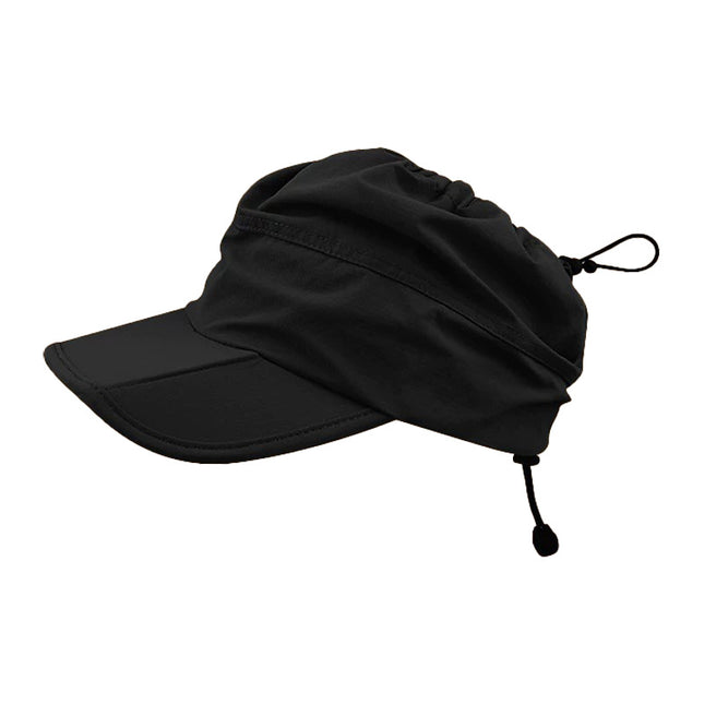 Black Outdoor Quick Dry Sun Hat - Foldable Visor Cap - UV Protection - 55-58cm