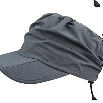 Grey Outdoor Quick Dry Sun Hat - Foldable Visor Cap - UV Protection - 55-58cm