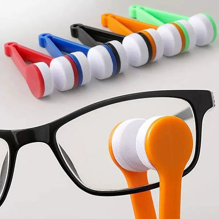 10 Pcs Green Portable Eyeglass Cleaning Clip - Dual-Sided Microfiber Tongs for Safe, Streak-Free Lens Care