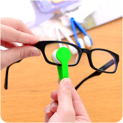 10 Pcs Black Portable Eyeglass Cleaning Clip - Dual-Sided Microfiber Tongs for Safe, Streak-Free Lens Care