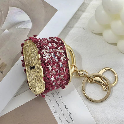 Red Sparkling Rhinestone Lock Keychain - 3D Mini Handbag Charm with Alloy & Canvas Detail, Perfect Gift for Her