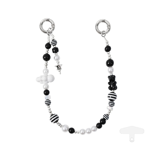 YKA-14 Trendy Double-Clasp Beaded Phone Wrist Strap - Colorful Acrylic & Metal Anti-Loss Lanyard with Spacer Gift