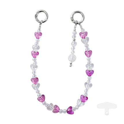 PFSKA18 Trendy Double-Clasp Beaded Phone Wrist Strap - Colorful Acrylic & Metal Anti-Loss Lanyard with Spacer Gift