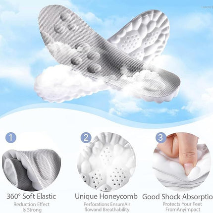 3 Pairs Green and Grey 4D Cloud Insoles for Men and Women Insoles Super Soft Anti-Fatigue, Shock Absorption, Relieve Foot Pain  (AU 4–5 )