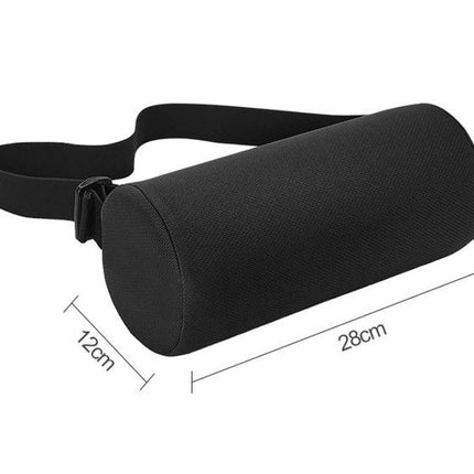 Black Portable McKenzie Method Ergonomic Lumbar Support Roll - Adjustable Memory Foam Cylinder Pillow with Breathable Cover