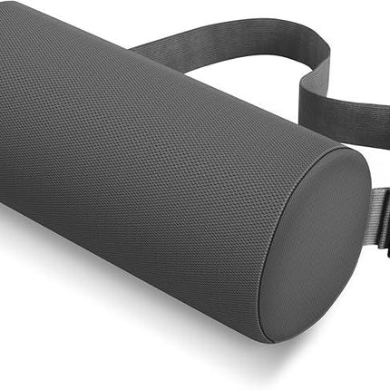 Grey Portable McKenzie Method Ergonomic Lumbar Support Roll - Adjustable Memory Foam Cylinder Pillow with Breathable Cover