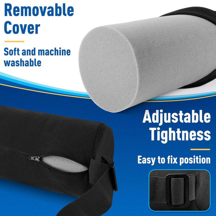 Grey Portable McKenzie Method Ergonomic Lumbar Support Roll - Adjustable Memory Foam Cylinder Pillow with Breathable Cover