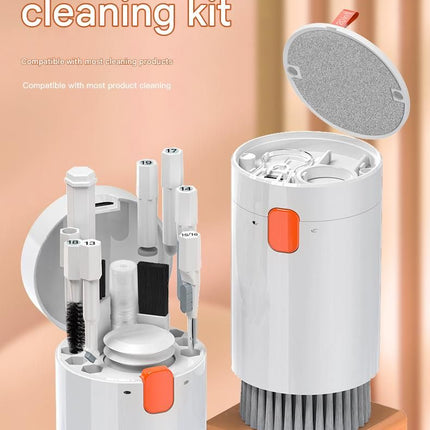 Black 20-in-1 Multi-Purpose Cleaning Kit - Ergonomic ABS Handle with Dust Blower, Keyboard Cleaner & Screen Wipes - Compact Storage for Tech & Home Maintenance