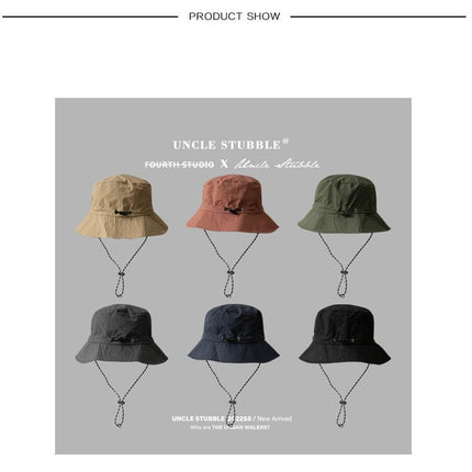 Black Packable Bucket Hat Unisex Wide Brim Foldable Sun Protection Hiking Travel Cap