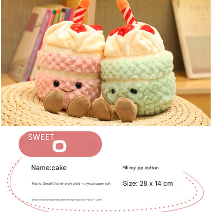 Blue Cute Birthday Cake Plush Toy Strawberry Layered Cake Pillow Birthday Gift