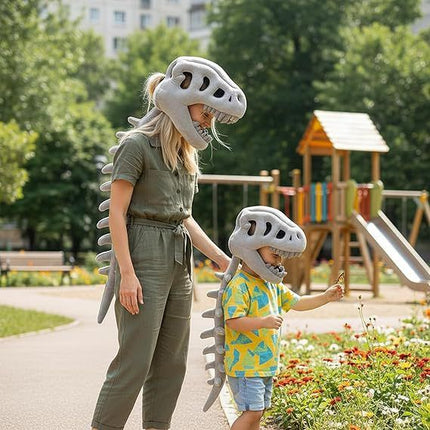 120CM Black Funny Dinosaur Skeleton Plush Headwear – Quirky Bone Fossil Plushie Hat & Huggable Doll for Party Costumes and Birthday Gifts