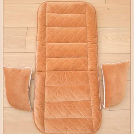 Khaki Premium Quilted Plush Integrated Seat Cushion & Backrest – Thickened Lumbar Support Pad with Detachable Armrests, Secure Buckle and Washable Cover for Office Chair Long Sitting